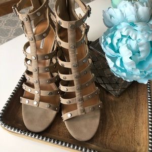 BCBG Nude Heels with Metal Accents